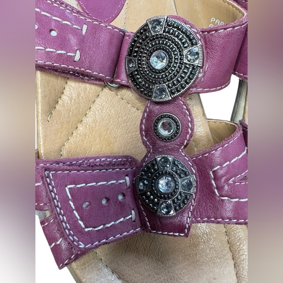 Earth Shoes Womens 8B raspberry pink Papaya Slides Sandals Rhinestones preloved - Picture 7 of 8